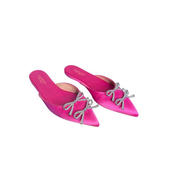 Gianbattista Valli NIB Embellished Satin Mules in Pink Size 40 - Picture 6 of 11